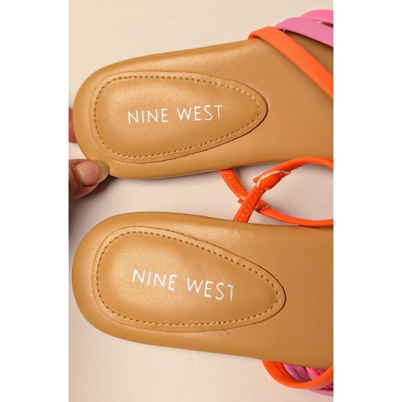 Nine West Darbie Sandals WOMENS SIZE 6M multicolor neon Strappy Square Toe Ring - Picture 5 of 8